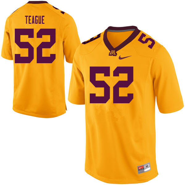 Men #52 Elijah Teague Minnesota Golden Gophers College Football Jerseys Sale-Yellow